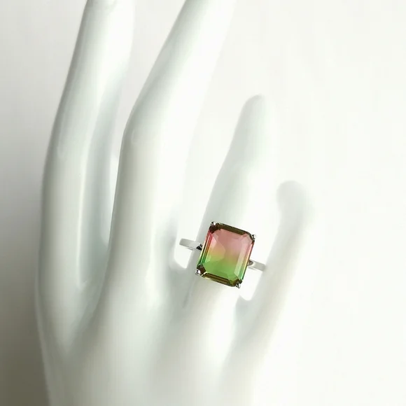 Watermelon Tourmaline Ring Sterling Silver size 6.75 🆕 - Picture 2 of 8